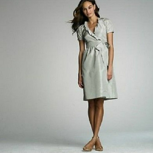J. Crew Dresses & Skirts - J. Crew silk taffeta ruffle wrap dress size 2